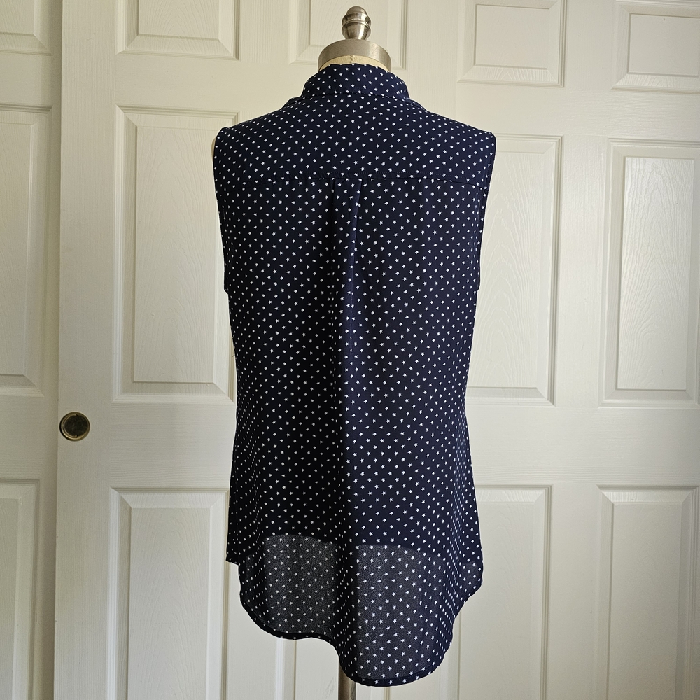 NY&Co Navy Polka Dot Star Blouse - Picture 3 of 7